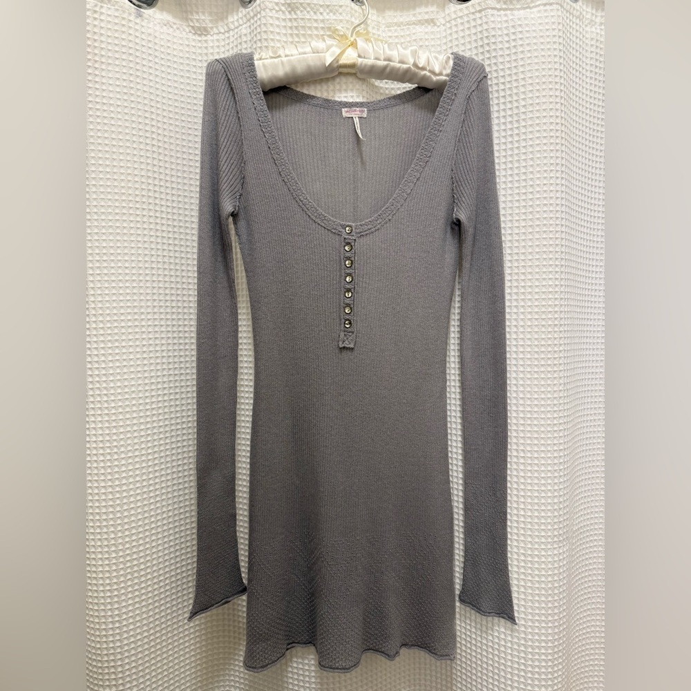 Free People Ribbed Scoop Neck Mini Dress - Silk & Cashmere